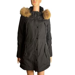 Michael Michael Kors Real Raccoon Fur Hood Down Blend Insulation Coat Warm  S